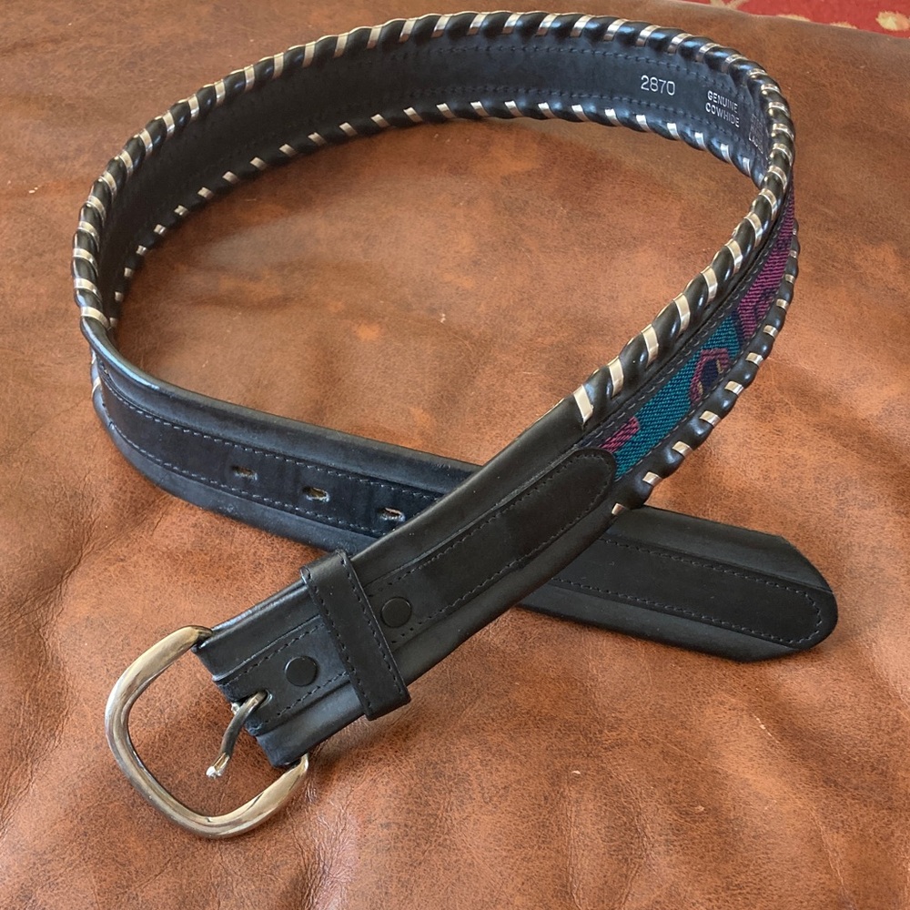 Black and Multicolor Men's Belt